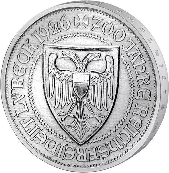 3 Mark Weimarer Republik 700 Jahre Reichsfreiheit Lübeck 1926