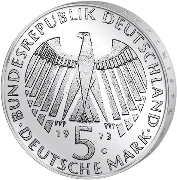 5 DM Münze BRD Frankfurt Nationalversammlung 1973 stempelglanz
