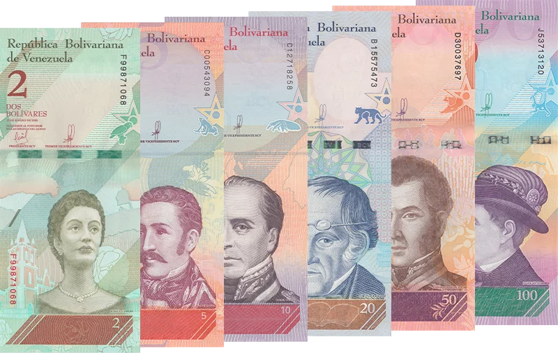 2 - 100 Bolivares soberano Venezuela Banknotensatz 2018 - 2020