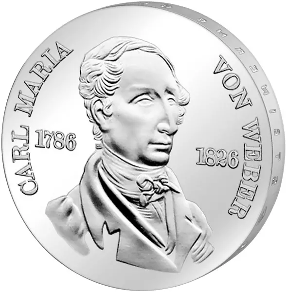 10 Mark DDR Carl Maria von Weber 1976 Stempelglanz