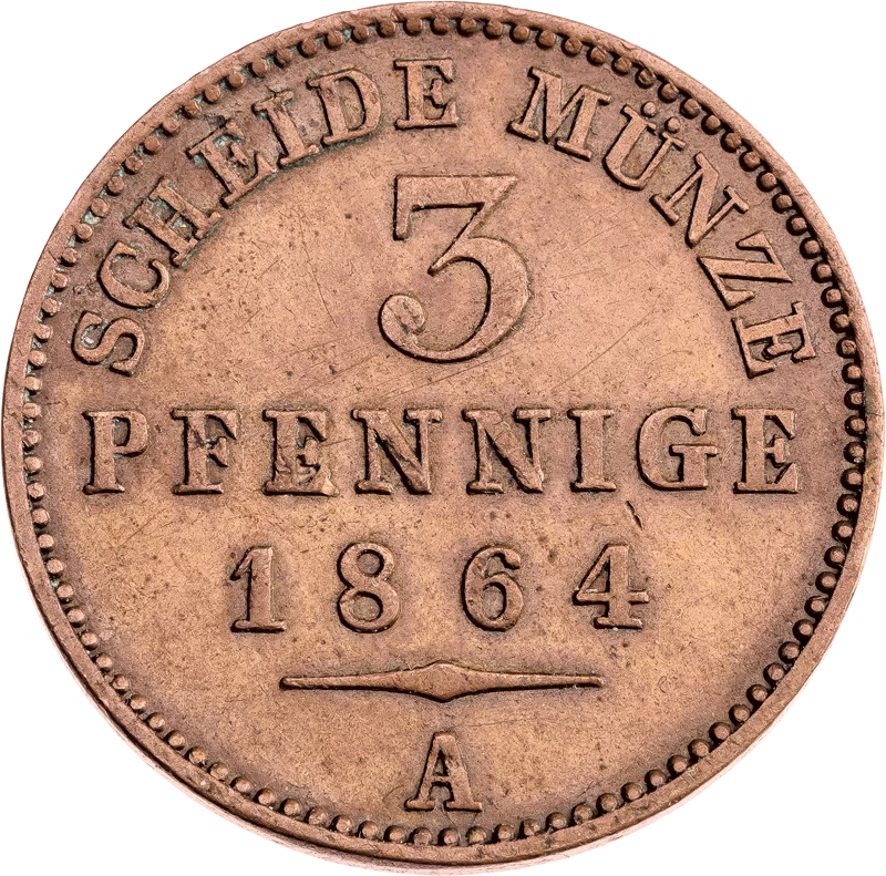 3 Pfennig Reuß Fürst Heinrich XXII. 1864 und 1868