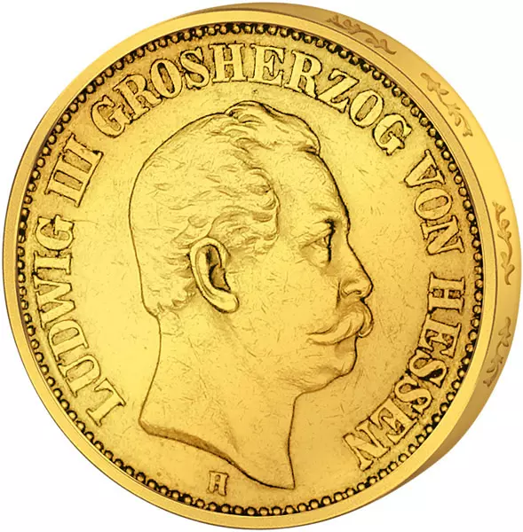 10 Mark Hessen Großherzog Ludwig III. 1872-1873 10 Mark Hessen Großherzog Ludwig III. 1872-1873