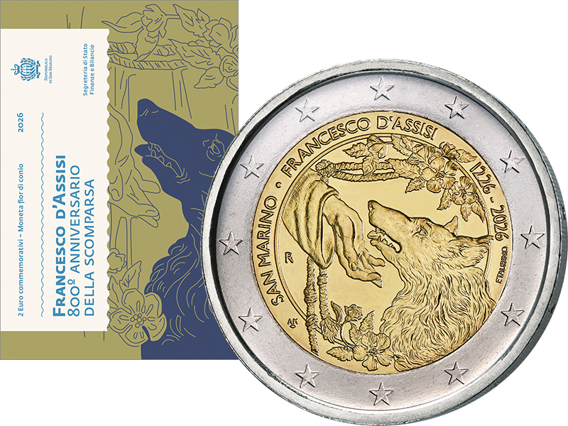 2 Euro San Marino 800. Todestag Franz von Assisi 2026