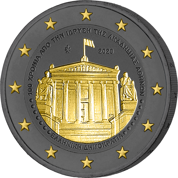 2 Euro Griechenland 100 Jahre Akademie von Athen 2026 Golden Enigma Edition