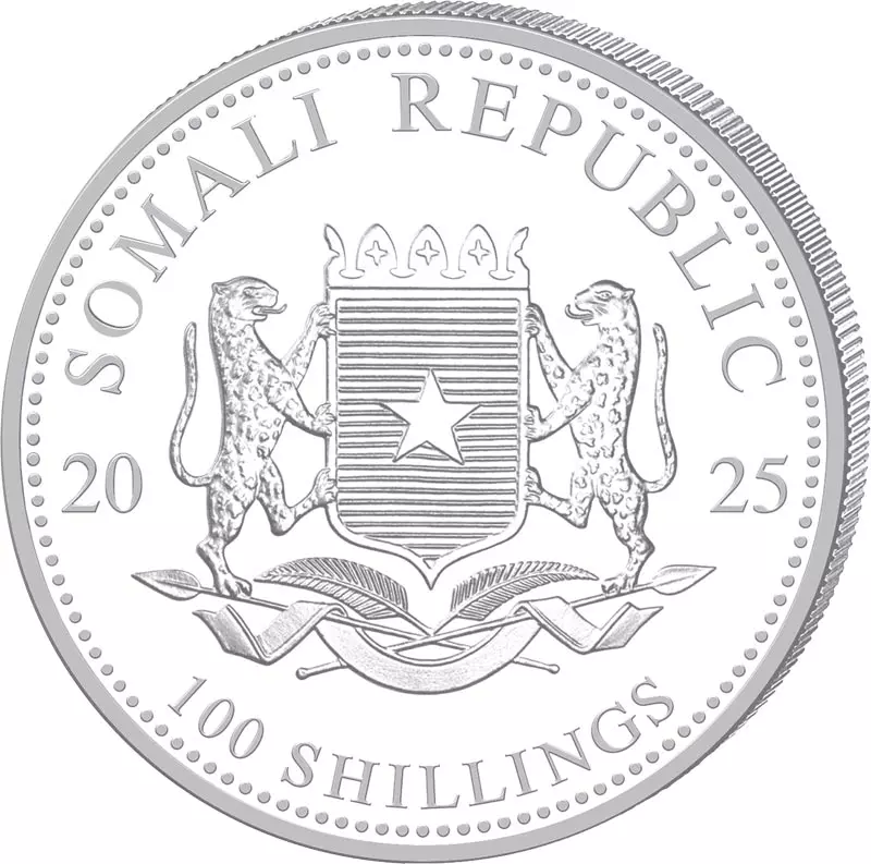 100 Shillings Somalia Elefant 2025 mit Keramikveredelung