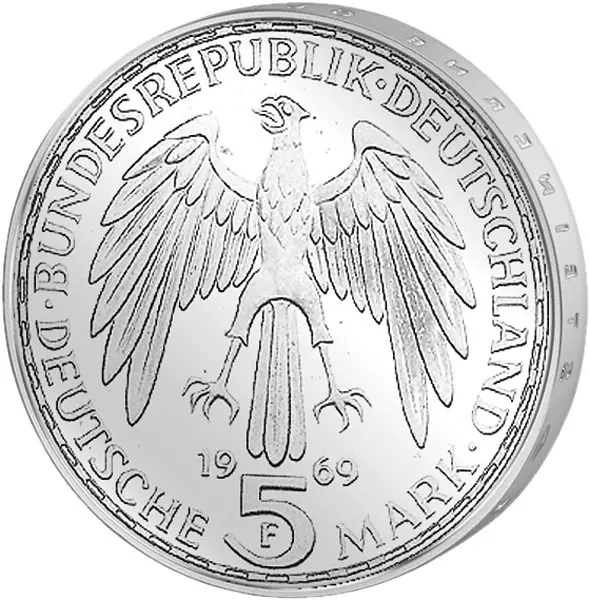 5 DM Münze BRD Gerhard Mercator 1969 Stempelglanz