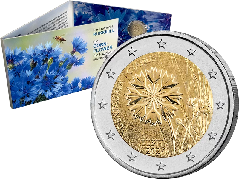 2 Euro Estland Nationalblume Kornblume 2024 im offiziellen Blister