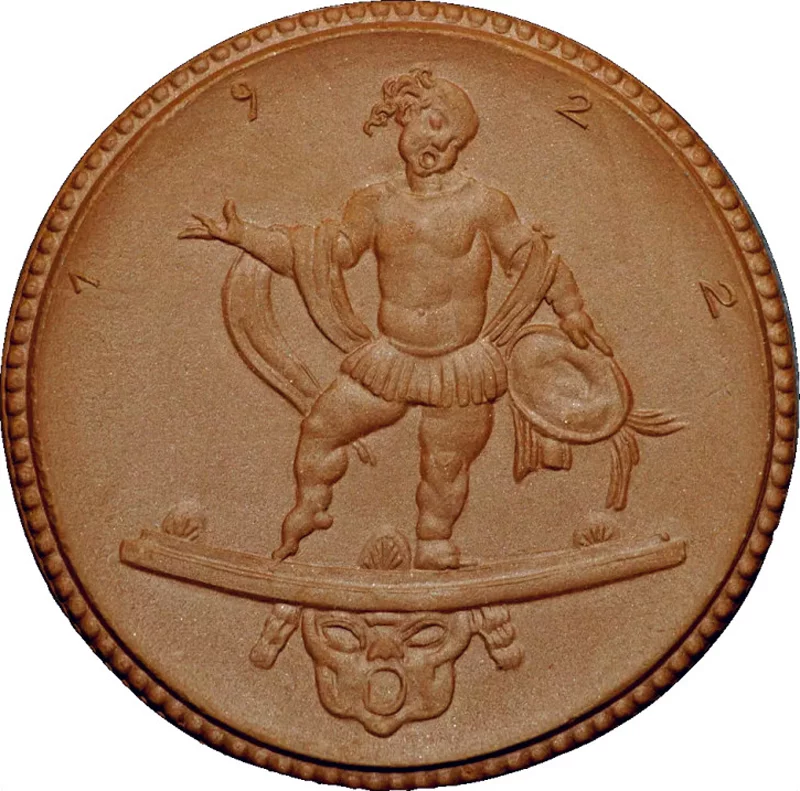 Porzellanmedaille Meißen Stadttheaterbaufond 1922