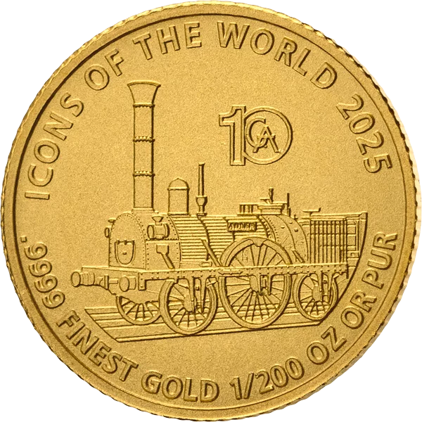 1/200 Unze Gold Ruanda Icons of the World - 200 Jahre Eröffnung der ersten öffentlichen Eisenbahn 2025
