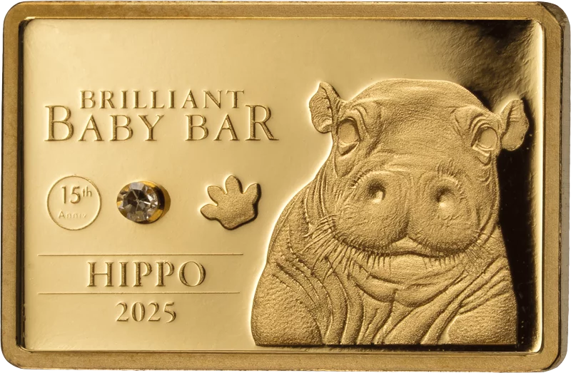 5 Dollars Niue Brillant Baby Bar Nilpferd 2025