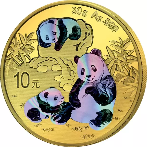 10 Yuan China Panda 2025 Golden Holographic