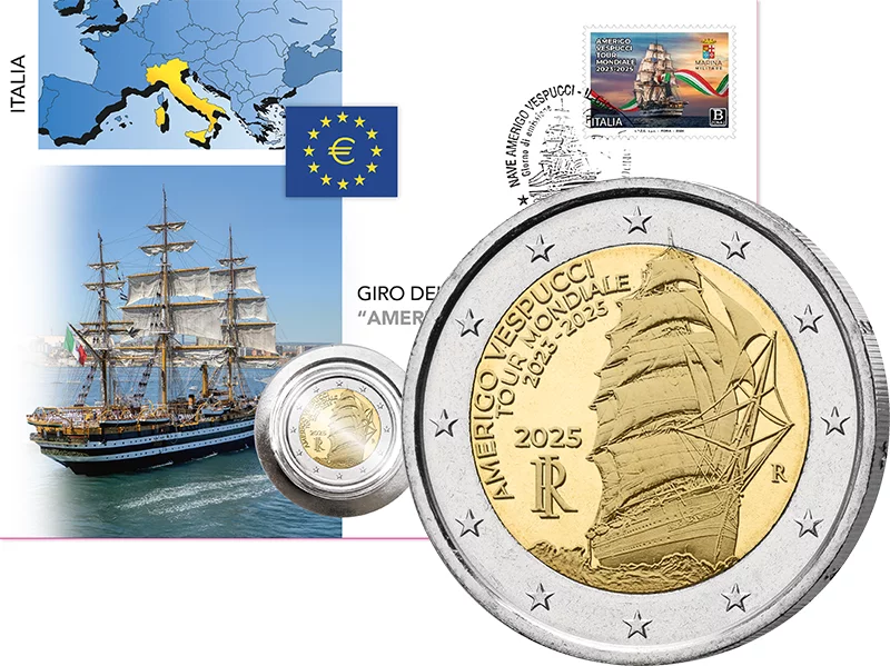 2 Euro Numisbrief Italien Amerigo-Vespucci 2025