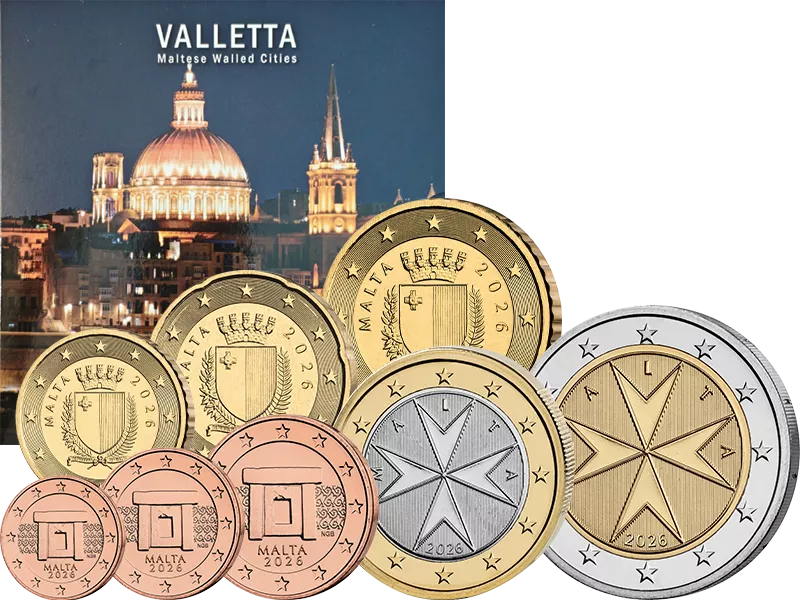 Euro-Kursmünzensatz Malta inklusive 2-Euro-Gedenkmünze Stadt Valletta 2026