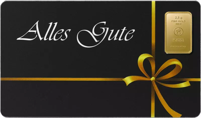 2,5 Gramm Gold Heimerle & Meule Finecard  - Alles Gute