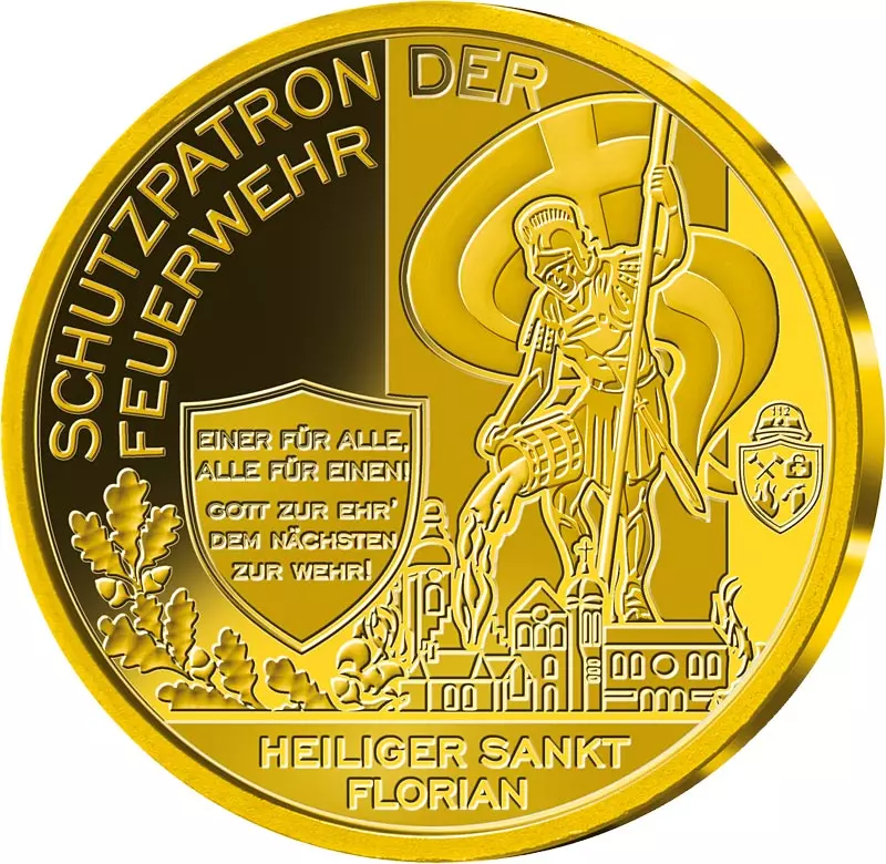 Goldmedaille Unsere Feuerwehr - Feuerwehrtaler Heiliger Sankt Florian Goldmedaille Unsere Feuerwehr - Feuerwehrtaler Heiliger Sankt Florian