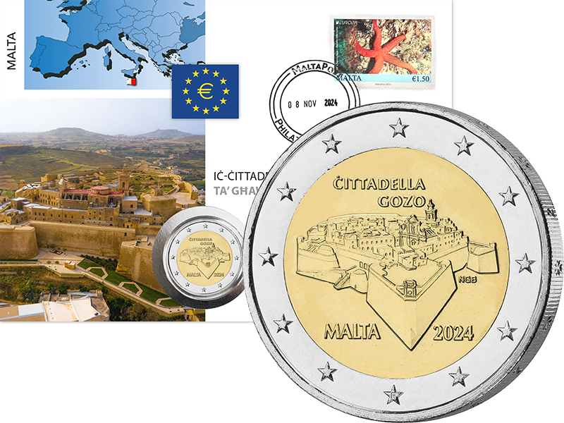 2 Euro Numisbrief Malta Zitadelle Gozo 2024