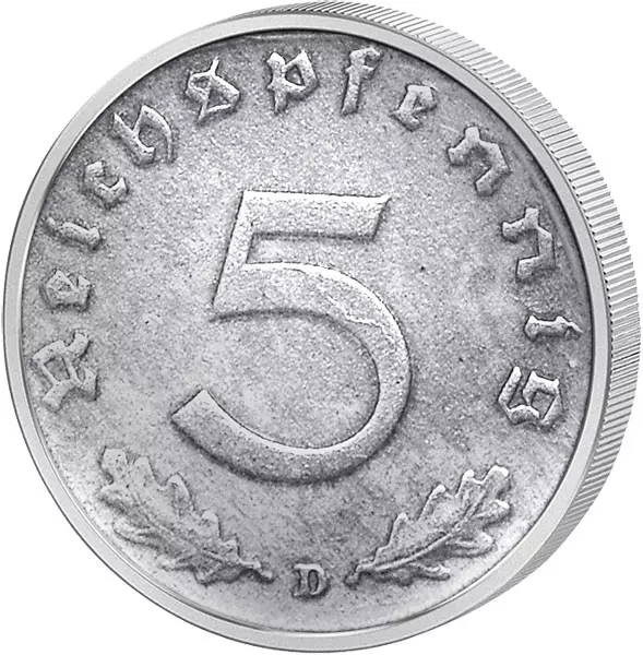5 Reichspfennig Drittes Reich Hakenkreuz 1940-1944