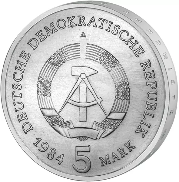 5 Mark DDR Thomaskirche Leipzig 1984 Stempelglanz