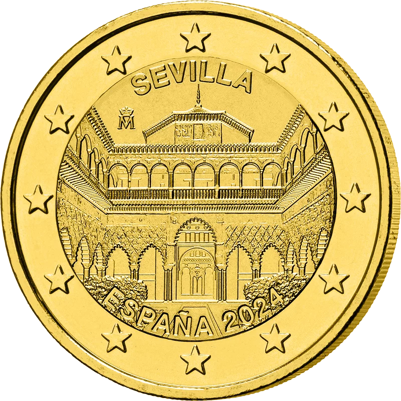 2-Euro-Gedenkmünze Spanien Kathedrale von Sevilla 2024 als vollvergoldete Premiumausgabe
