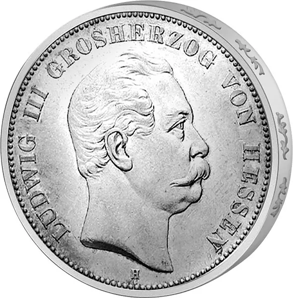 5 Mark Hessen-Darmstadt Großherzog Ludwig III. 1875-1876 5 Mark Hessen-Darmstadt Großherzog Ludwig III. 1875-1876