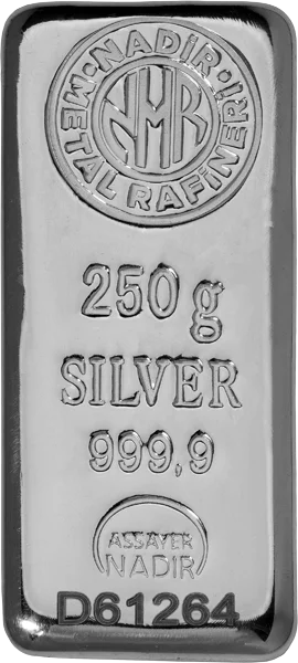 250 Gramm Silberbarren Nadir Metal Rafineri