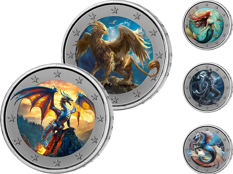 Kollektion: 2-Euro-Gedenkmünzen als kolorierte Künstlerausgaben