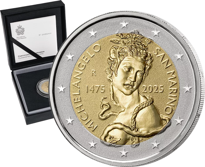 2 Euro San Marino 550. Geburtstag Michelangelo 2025 in Reverse Proof