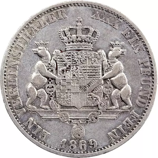 Vereinstaler Anhalt-Dessau Herzog Leopold Friedrich 1866