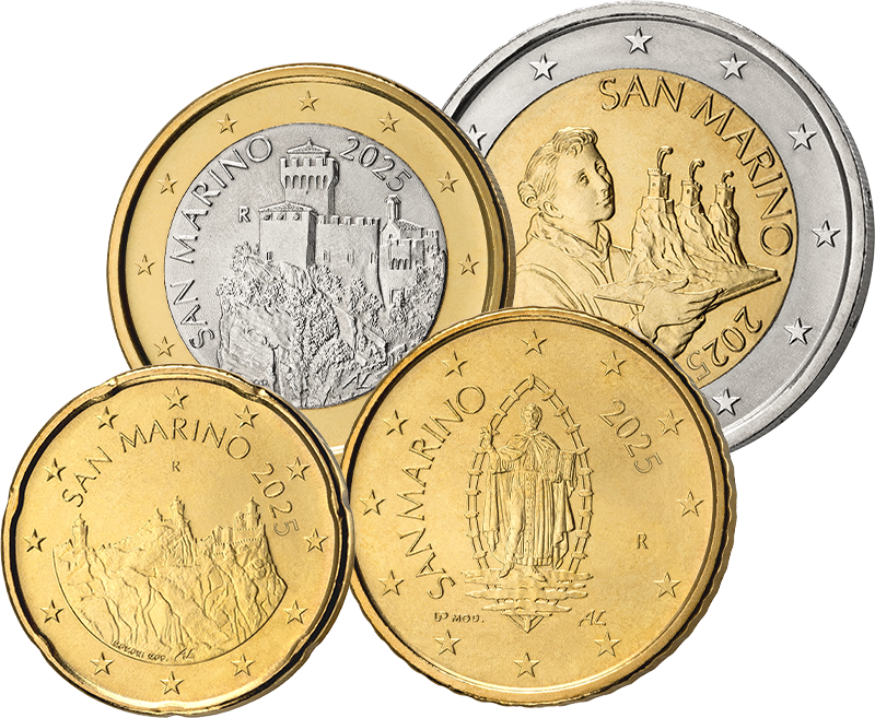 20 Cent + 50 Cent + 1 Euro + 2 Euro San Marino Kursmünzen 2025