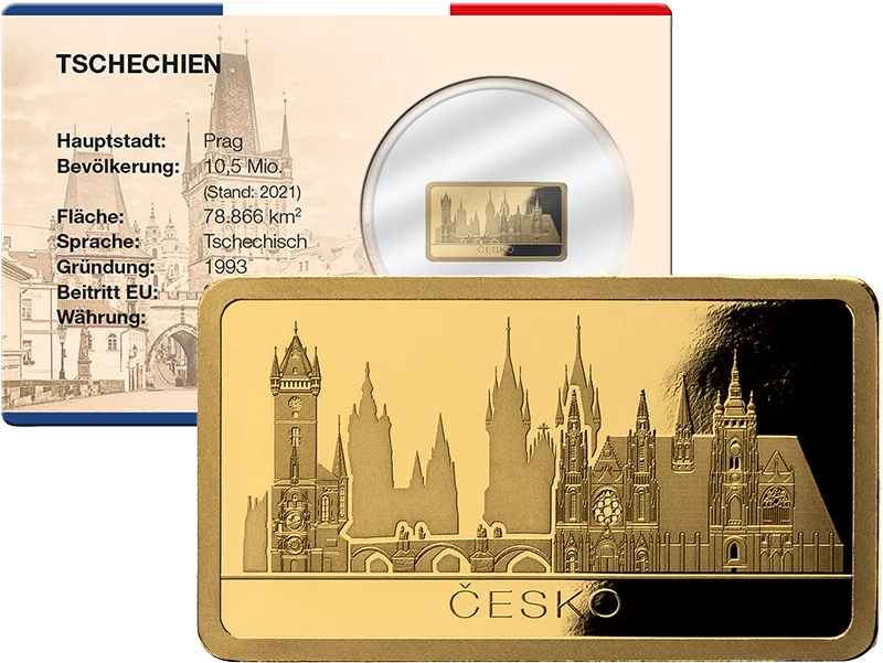 Goldbarren 30 Jahre Europäische Union - Tschechien Goldbarren 30 Jahre Europäische Union - Tschechien