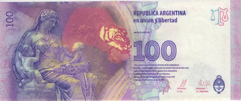 100 Pesos Argentinien Banknote Evita Peron 2017