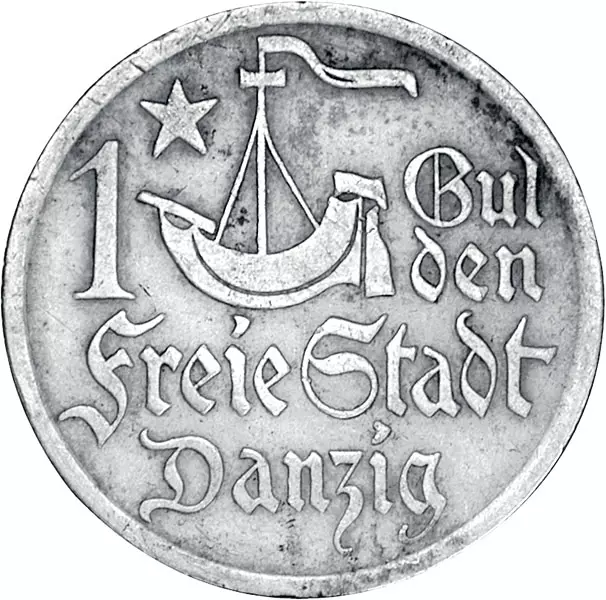 1 Gulden Danzig Stilisierte Kogge und fünfstrahliger Stern 1923 Sehr schön