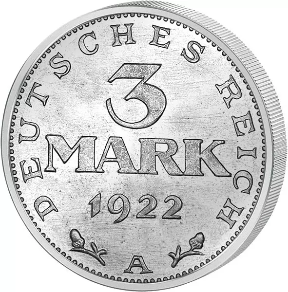 3 Mark Weimarer Republik Adler ohne Inschrift 1922