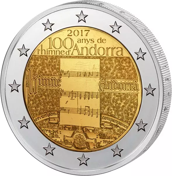 2 Euro Andorra 100 Jahre Hymne Andorras 2017