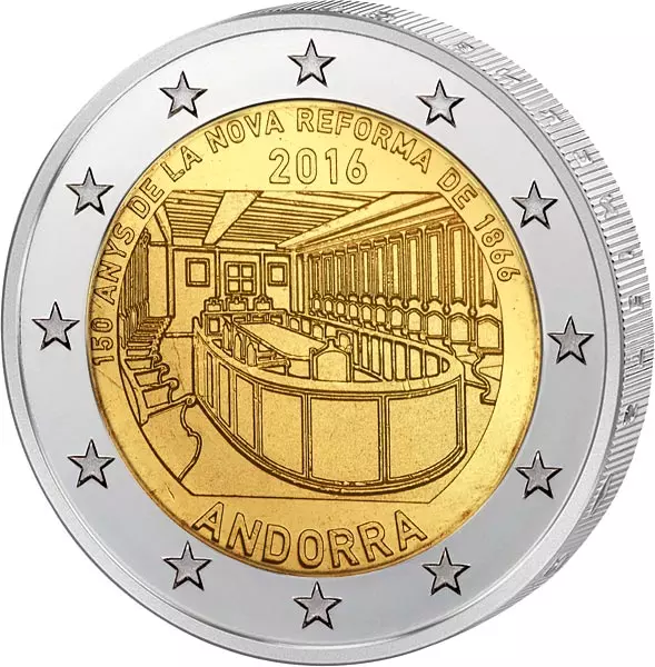2 Euro Andorra 150-jähriges Jubiläum der Neuen Reform 2016