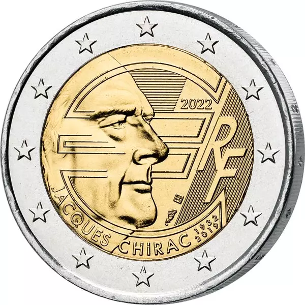 2 Euro Frankreich Jacques Chirac / 20 Jahre Einführung Euro-Bargeld 2022 2 Euro Frankreich Jacques Chirac / 20 Jahre Einführung Euro-Bargeld 2022