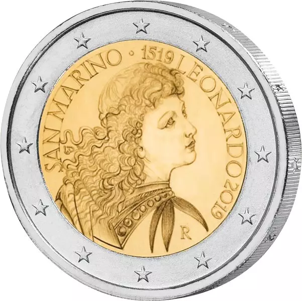 2 Euro San Marino 500. Todestag von Leonardo da Vinci 2019
