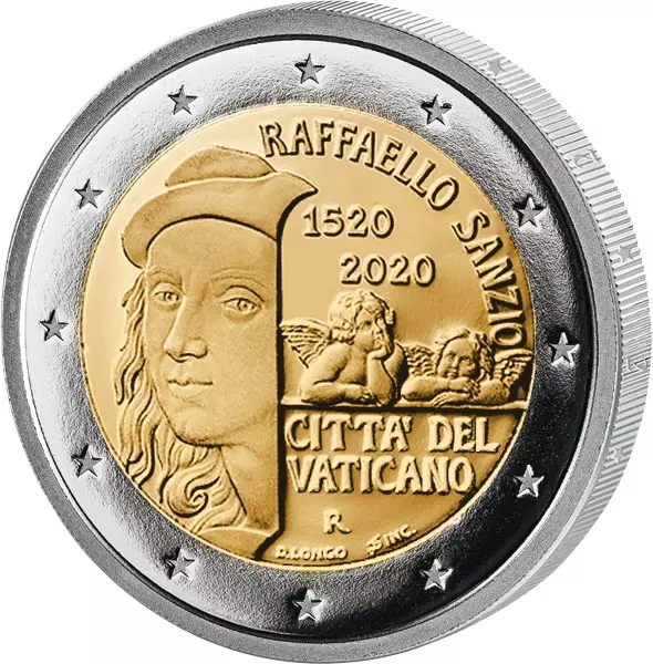 2 Euro Vatikan 500. Todestag von Raffael 2020 Prägefrisch