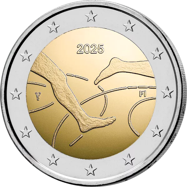 2 Euro Finnland 100 Jahre Leichtathletik-Wettbewerb Finnland-Schweden 2025 in Coin Card Sprache unserer Wahl