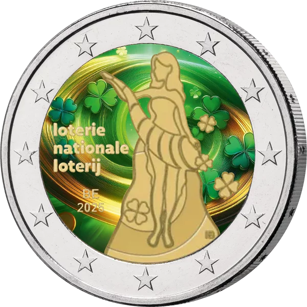2 Euro Belgien National-Lotterie Belgien 2025 mit Farb-Applikation
