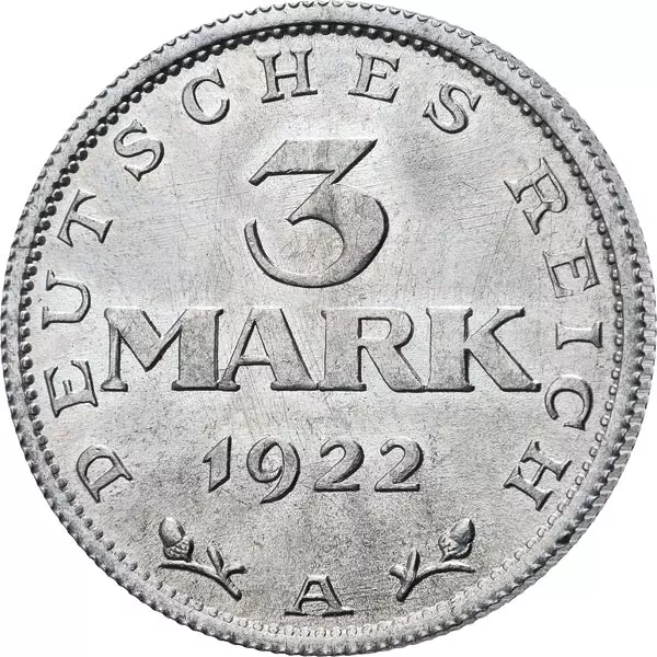 3 Mark Weimarer Republik Adler ohne Inschrift 1922
