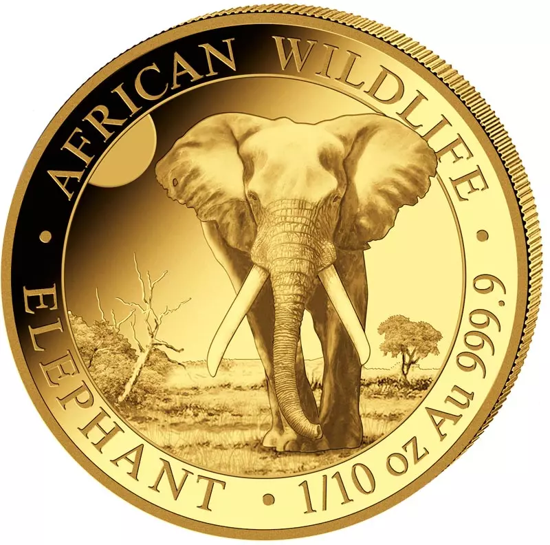 1/10 Unze Gold Somalia African Wildlife - Elefant 2025
