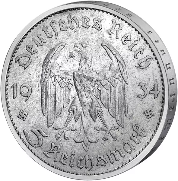 5 Reichsmark Drittes Reich Garnisonkirche Potsdam mit Datum 1934