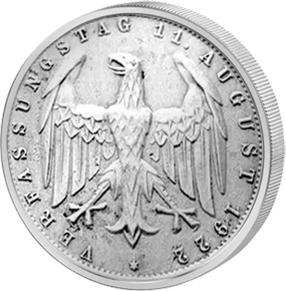 3 Mark Weimarer Republik Adler mit Inschrift Verfassungstag 1922-1923