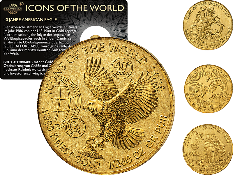 Goldmünzen-Flatrate: GOLD. AFFORDABLE. Icons of the World