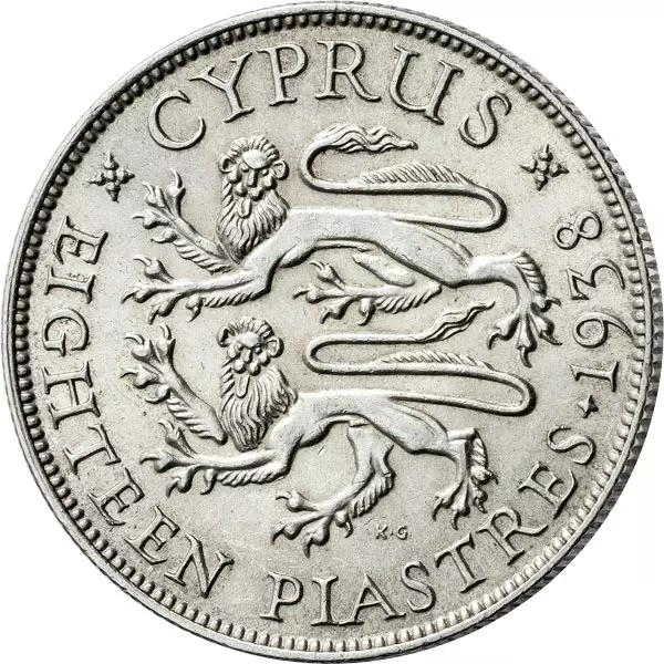 18 Piaster Zypern König Georg VI. 1938 - 1940