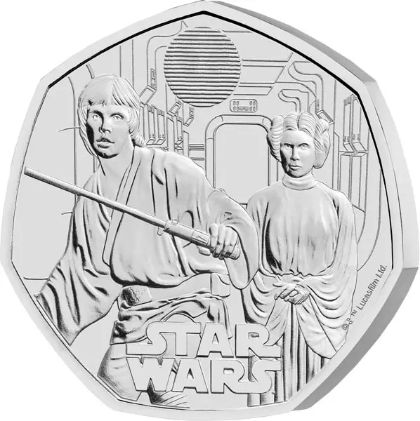 50 Pence Großbritannien Star Wars Luke Skywalker & Princess Leia 2023