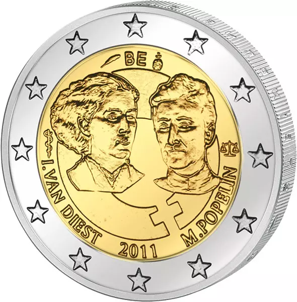 2 Euro Belgien 100. Internationaler Frauentag 2011 prägefrisch