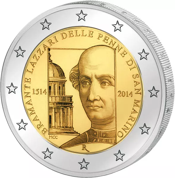 2 Euro San Marino 500. Todestag Donato Bramante 2014