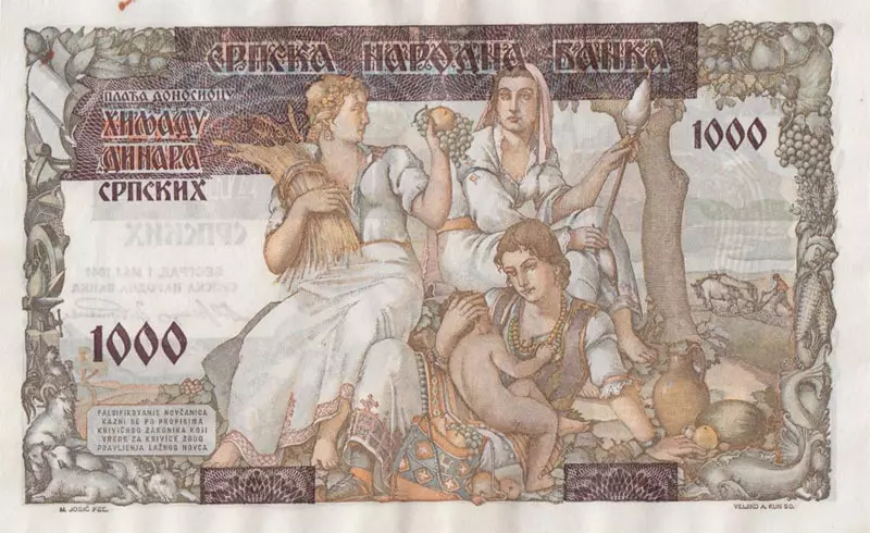 1.000 Dinar Serbien Deutsche Besatzung 1941